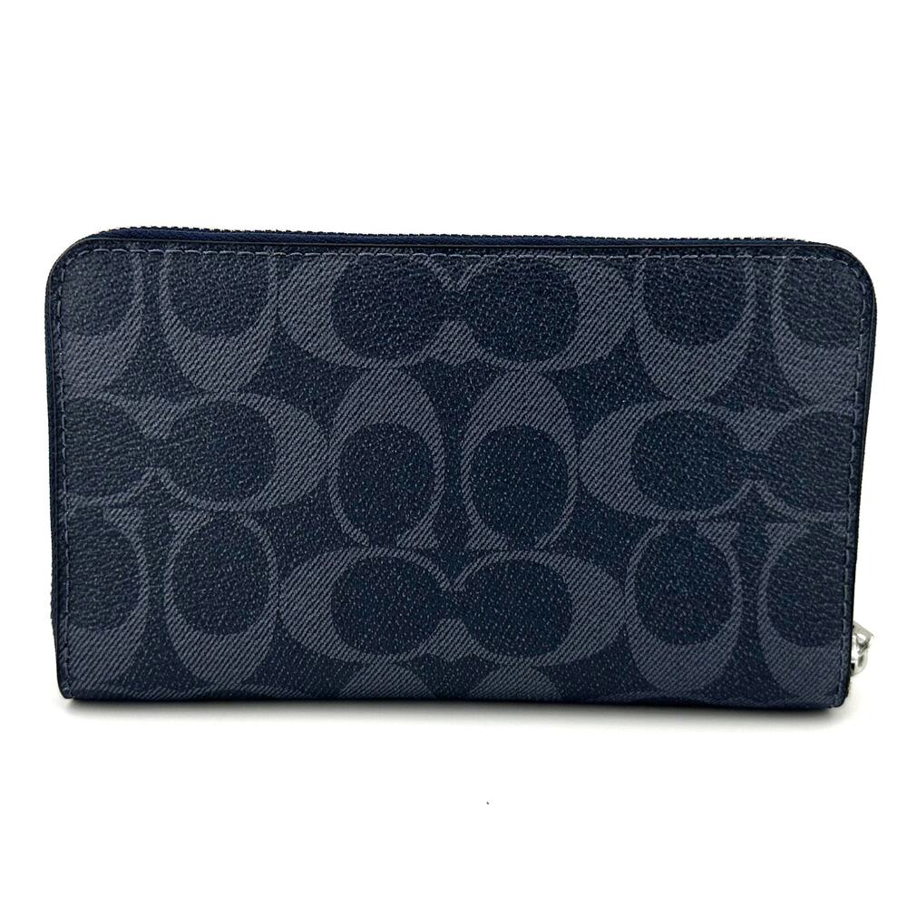 Coach Medium Id Zip Wallet In Signature Canvas Denim Midnight 88913 - Picture 2 of 6